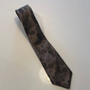 Vintage Pewter Grey Balancine Mickey Mouse Pattern Men's Tie